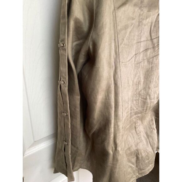 Richard Malcolm Woman Irish Linen Button Front Army Green 1X Lagen Boxy Boho - Picture 8 of 9
